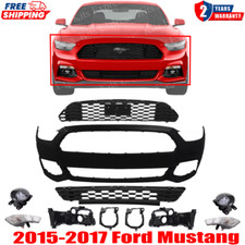 Front Bumper Cover Primed & Grille Assembly kit For 2015-2017 Ford Mustang