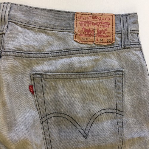 Levi Men's Beige Jeans Denim Pants Slim Straight 36W 32L P06 - Picture 3 of 12
