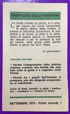 SANTINO HOLY CARD, APOSTOLATE OF PRAYER, SEPTEMBER 1978 - REF. 8095