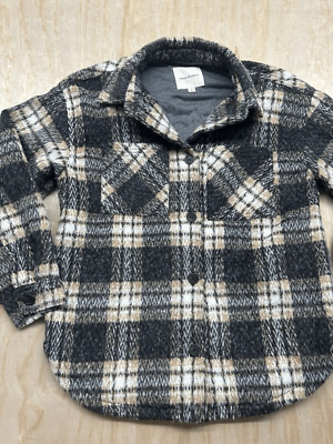 Thread & Supply Plaid Woven Shacket Button Up Brown Combo Size M- NWOT Rayon Bnd