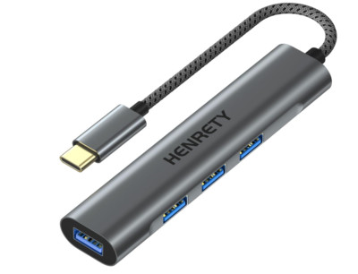 Henrety USB C Hub, 4-in-1 Ultra Slim Portable Data Hub USB Splitter USB 3.0 Expa