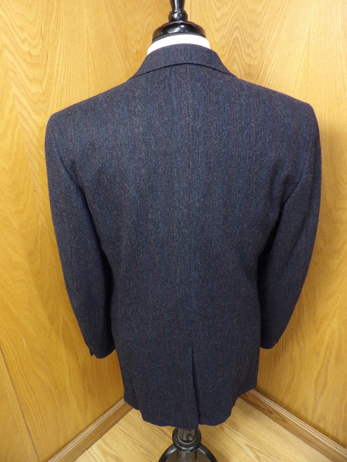 Blazer uomo cappotto sportivo giacca Adams fila 40r blu H.B righe 100% lana S#4