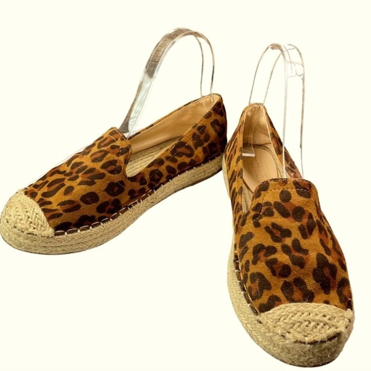 Chase Chloe Leopard Print Espadrille Flats Womens Shoes Size 5.5