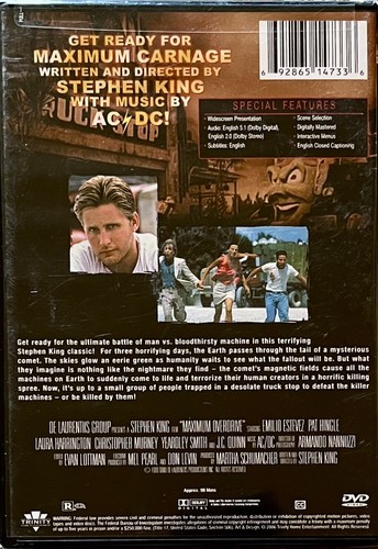 Stephen King's MAXIMUM OVERDRIVE ~ EVIL'S WHEELS ~ DVD ~ BRAND NEW Sealed - Picture 2 of 2