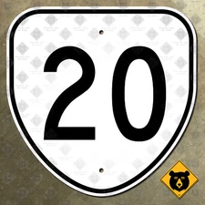 Virginia State Route 20 highway road sign Charlottesville 1960 12x12