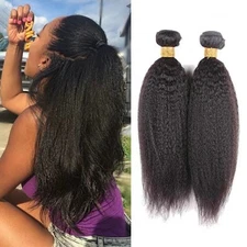 Kinky Straight Bundles Unprocessed Brazilian Yaki straight Human Hair Extension