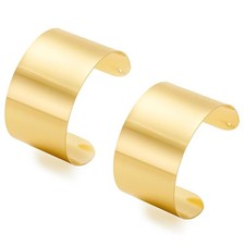 2 Pcs Cuff Bangle Bracelet for Women Wide Open Cuff Bracelets Gold Sliver Wri...