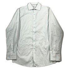 Bar III Slim Fit Dress Shirt Mens Small 14-14.5 Light Blue White Grid Print NEW