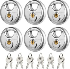 Keyed Alike Disc Padlock, 6PCS Stainless Steel Discus Lock with 2-3/4 in. Wid...