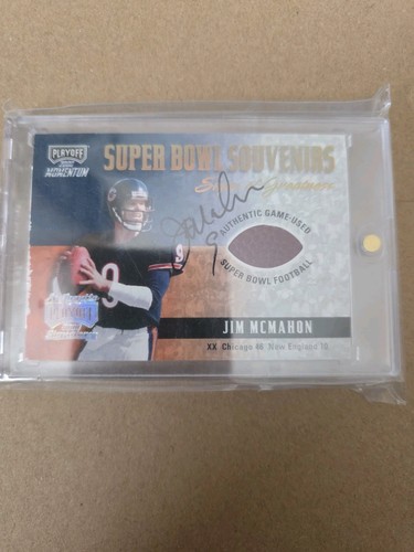 2000 Playoff Super Bowl Souvenir Jim McMahon SB-14 RARE Game Used Ball, Auto /25