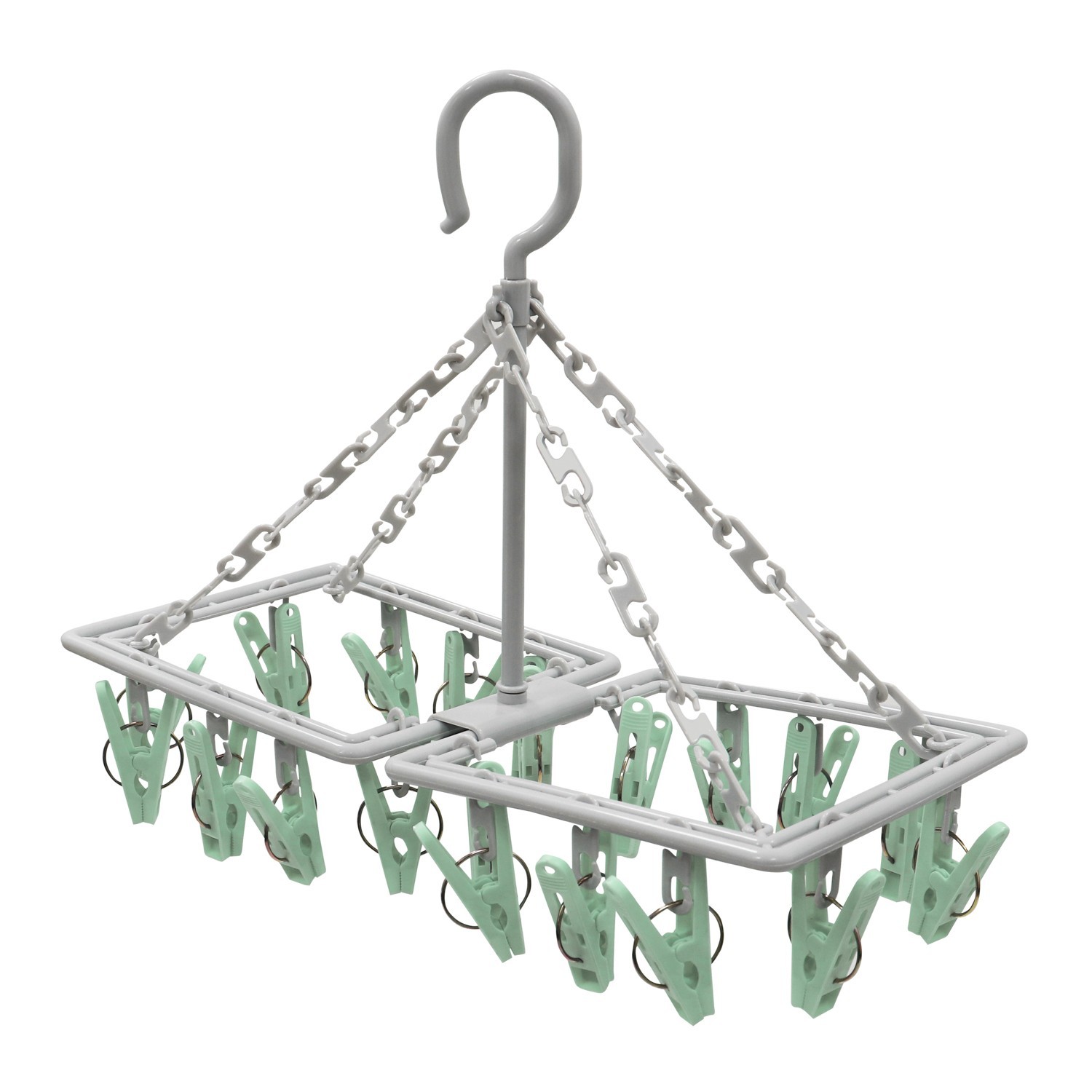 JVL Folding Sock Dryer 20 Pegs – Space Saving Laundry Airer, Indoor/Outdoor