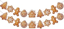 2 Pack Christmas Gingerbread Theme Garland Banner Large, Yellow