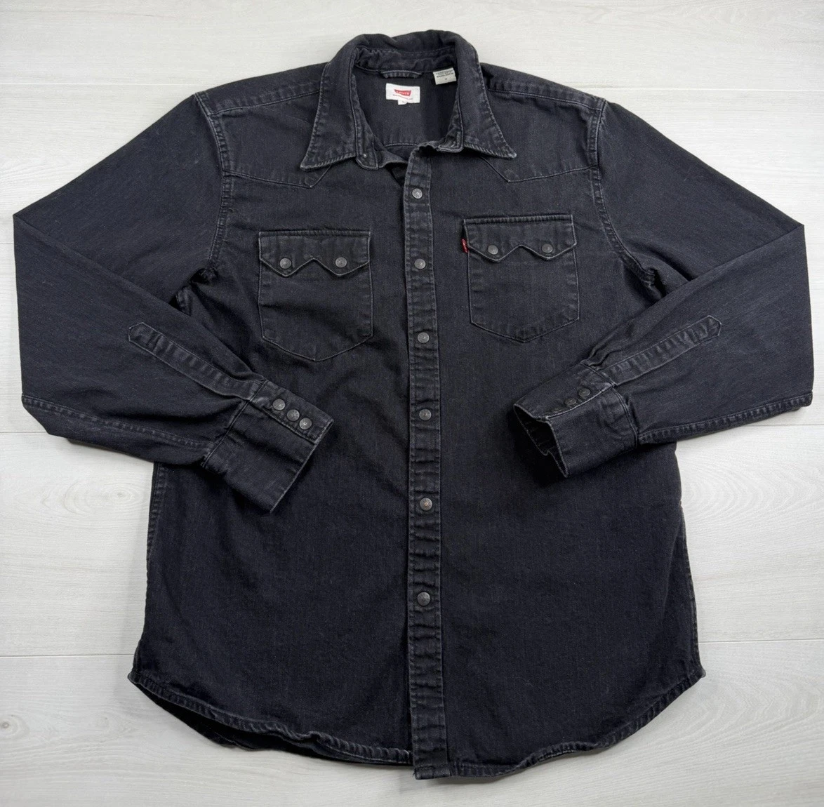 Levi's Black Denim Casual Button-Down Shirts for Men for sale - eBay