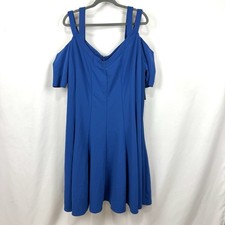 NWT Lane Bryant Plus Blue STRAPPY Cold Shoulder Flare Party Wedding Dress Sz 26