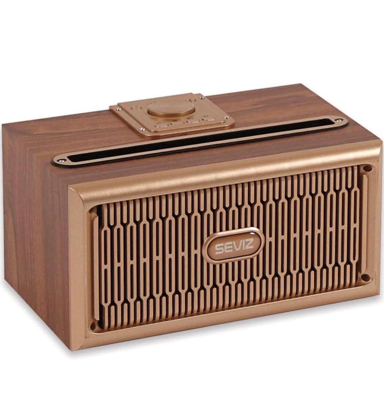 Mini enceinte Bluetooth rétro et radio FM W06 portable marron clair pour smartphone - 2