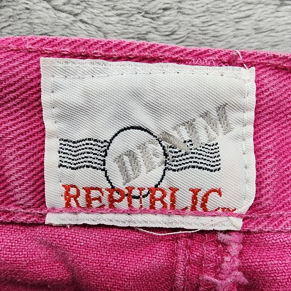 Pantalones Cortos Denim Republic Vintage Años 90 Mujer 11/12 Rosa Tiro Alto Doble Botón Foto 4 de 4
