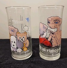 Vintage E.T. Drinking Glasses from Pizza Hut Home and Right Here Lot 2 Collector