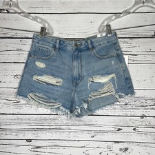 Pacsun NWT Size 28/6 Thomas Blue Denim Distressed High Rise Festival Jean Shorts