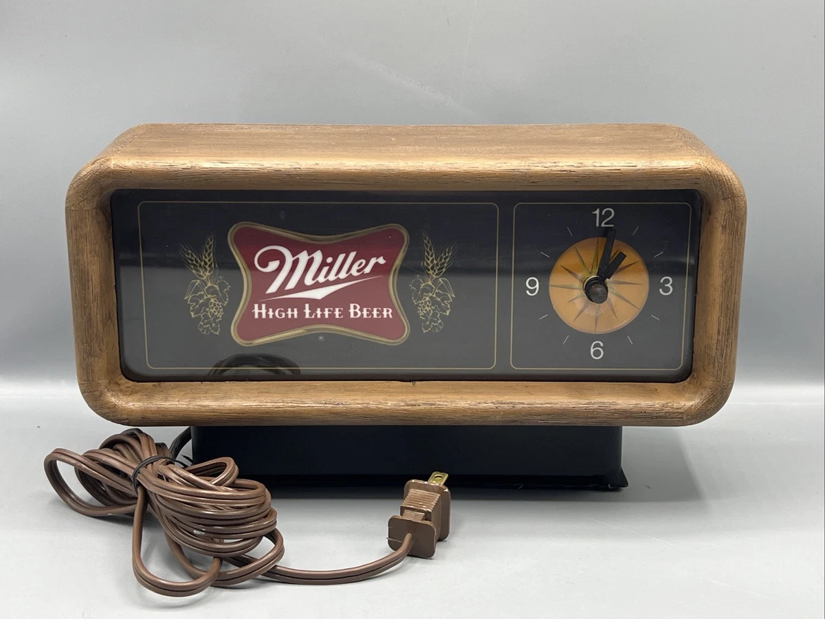 Vintage Beer Sign Clock In Collectible Miller Signs & Tins for