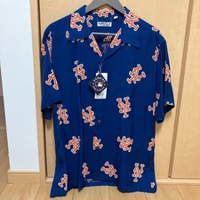 Sun Surf BEAMS MLB Aloha Shirt Rayon NY Mets Blue Big Silhouette L Made Japan
