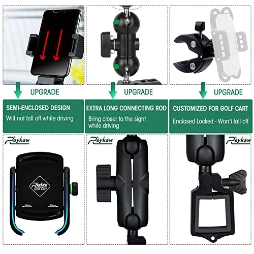 Golf Cart Phone Mount Holder for iPhone/Galaxy/Google Pixel - Compatible Black - Picture 5 of 6