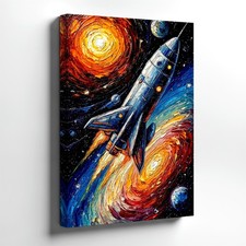 Wall Art Rocket Ship Space Galaxy Planet Abstract Home Aesthetic Artwork Decor