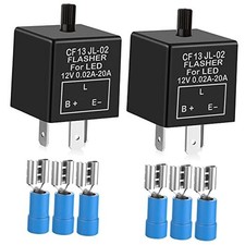 2 pieces 12V 3 Pin Electronic LED Flasher Relay 0.1W-150W c/m Black-13KT