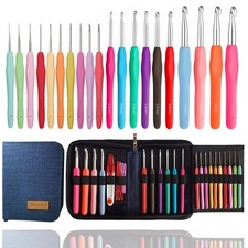 20 Sizes Crochet Hooks 0.5mm-10mm Ergonomic Crochet Hooks Set with Case for A...