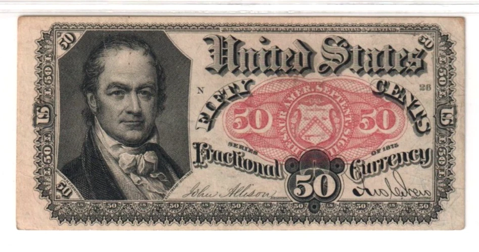 1875 US Fractional Currency 5th Issue 50c Cents Fr. 1381 PCGS Choice AU 58 - Image 3 of 4