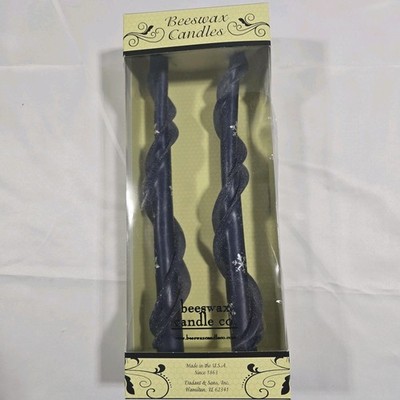 Beeswax Candle Co Double Spiral 12''  Taper Winter Blue Snow Flake Christmas 