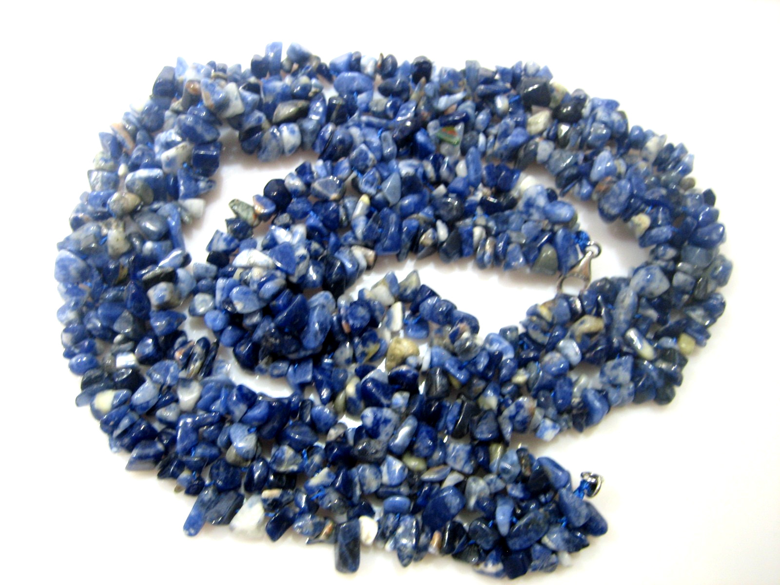 Lapis Lazuli Chip Statement Necklace Sterling Sil… - image 2