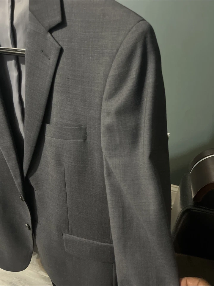 Jos A. Traje de banco para hombre 40R gris a rayas lana seda mezcla dos piezas pantalones 34X32 Foto 2 de 4