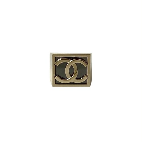 CHANEL COCO Marca Anillo Cuadrado Anillo Aleación Plata 80130 - Imagen 3 de 6