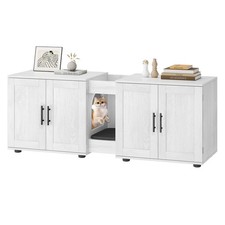 Cat Litter Box Enclosure for 2 Cats Furniture w/ Double Room Scratching Pad