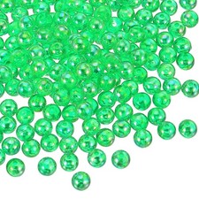 100 Pcs 8 mm Acrylic Round Beads AB Colors Clear Beads with Hole, Dark Green