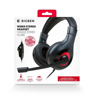 Stereo Gaming Headset Schwarz Wired kabelgebunden Over Ear - Bigben für Nintendo