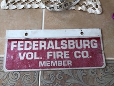 Vintage Federalsburg Md Fire Company Tag License Tag Topper Metal Plate