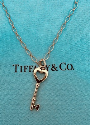 Tiffany & Co 18K Rotgold offenes Herz Schlüssel & ovale Gliederkette Halskette 16,1''