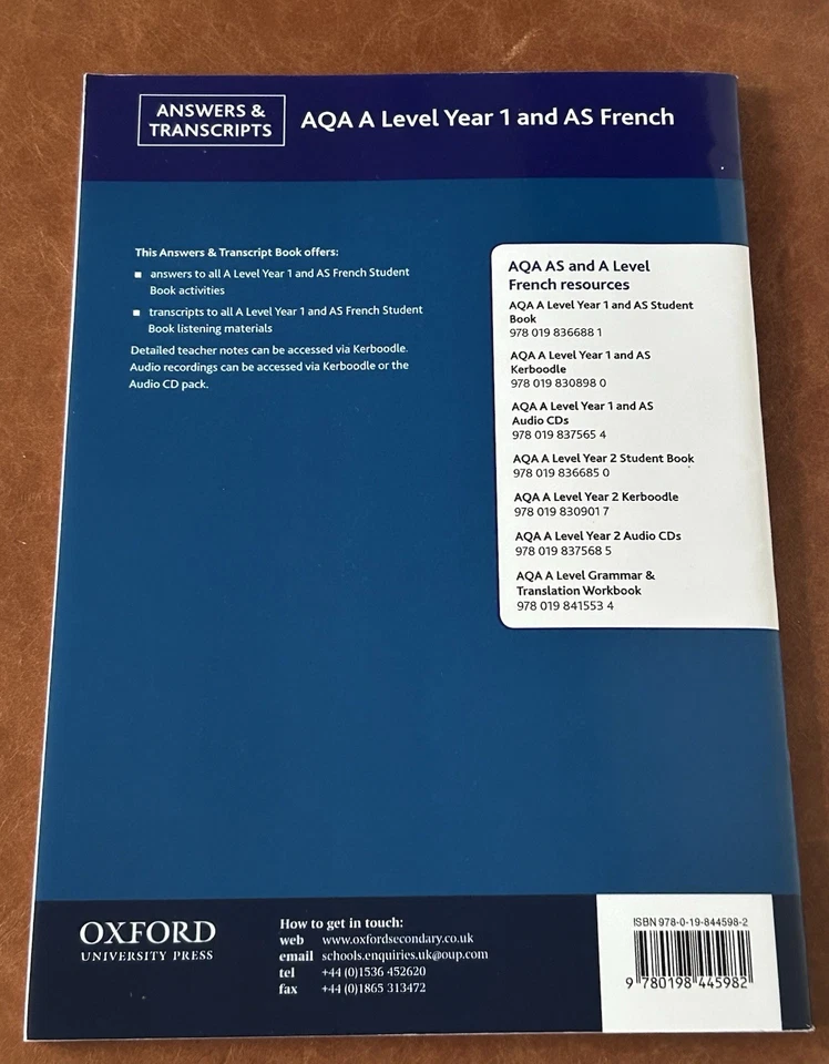 AQA French A Level Year 1 Answers & Transcripts Book Rob Pike OUP 2025 - Image 2 of 2