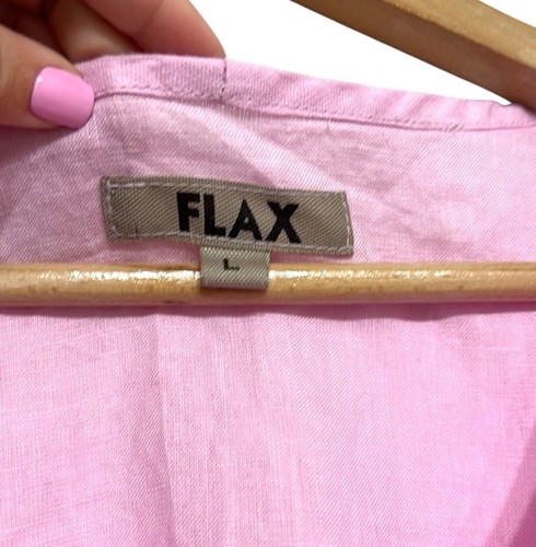 FLAX Linen Top Woman’s Size Large Pink Short Sleeve Minimalist Lagenlook Summer - Photo 5 sur 10
