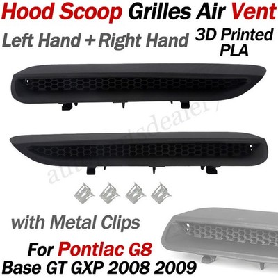 For 2008 2009 Pontiac G8 GT GXP Hood Scoops Grilles Air Vents w/ Clip L & R PAIR