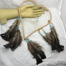 Native American Made 9" Heart Dream Catcher, Turquoise DreamCatcher, COA  #DC9-1