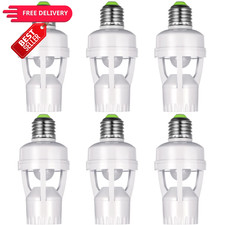 Hortsun 6 Pcs Motion Sensor Light Socket E27, a19, white and silver