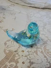 Fenton  Turquoise Blue Glass Bird  Hand Painted Flowers 5363 6M