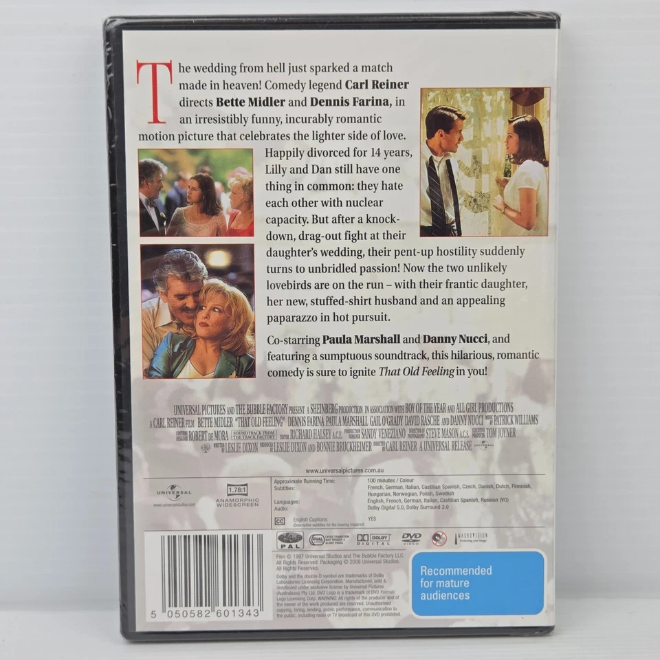 That Old Feeling DVD Movie 1997 Bette Midler Dennis Farina Romance Comedy Reg 4 - Image 2 of 2