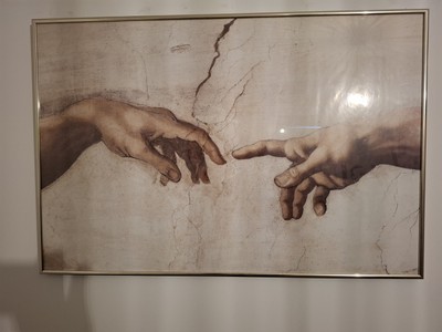 Bild mit Rahmen, ''die Erschaffung Adams'', neuwertig.