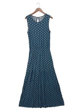 LASCANA Damen Maxikleid Blau Punkte Viskose Sommer Elegant Vintage