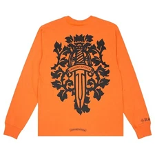 Chrome Hearts Matty Boy Vine Dagger Black Orange USA Long Sleeve T-shirt Large L