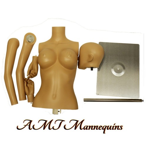 Sexy (busty) female mannequin, torso, dress form with 2arms (1bent)+stand -FS-3 - Picture 3 of 4