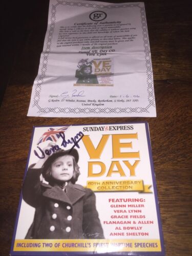 Vera Lynn Signed VE Day cd COA - Picture 1 of 5